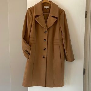Anne Klein Single Breasted Walker Coat Camel
